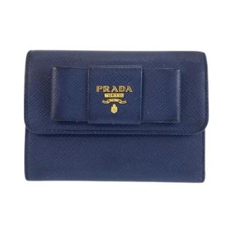 Prada Pre-owned Wallets, female, Blue, Size: ONE SIZE Pre-owned Saffiano Fiocco Ribbon Wallet