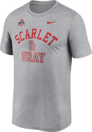 Nike Ohio State Primetime Arch Mantra Legend Nike Mens Dri-FIT College T-Shirt in Grey | NKGK06GOH-ZZX