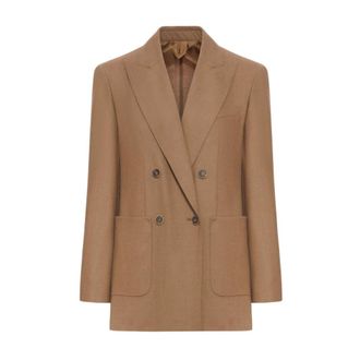 Max Mara Double-Breasted Cashmere Jacket - female - Max Mara - Blazers - Brown - 2XS - Jackets