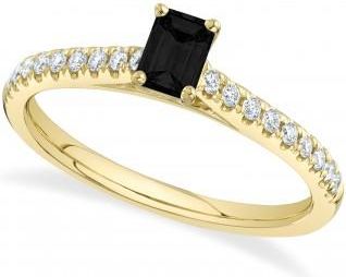 Allurez Emerald-Cut Black Diamond Engagement Ring 14K Yellow Gold (0.59ct)