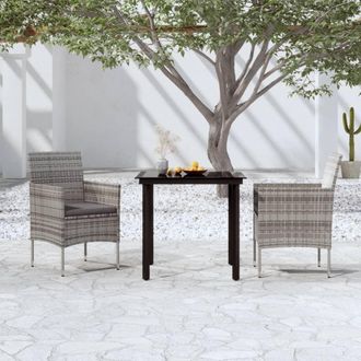 vidaXL Juego De Comedor De Jard&iacute;n 3 Piezas Con Cojines Gris Y Negro Vidaxl