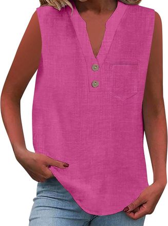 Generic Tank Tops For Women, Vests For Women Uk Plus Size, Casual V Neck Summer Tees, Solid Color Sleeveless Blouses Relaxed Fit Beach Vest Comfy Cotton Linen