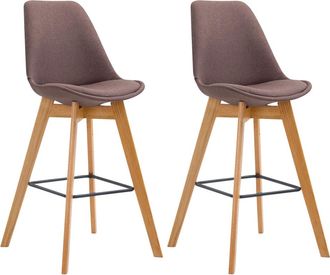 Clp Clp - Set De 2 Taburetes De Bar Metz Tapizados En Tela Marr&oacute;n Natural