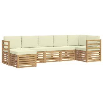 vidaXL Conjunto De Sof&aacute;s De Exterior 7 Pcs Blanco Y Crema Vidaxl