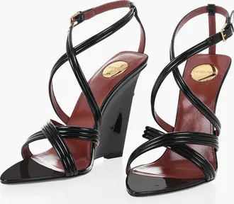 Saint Laurent Patent Leather Wedge Sandals with 11cm Heel Saint Laurent