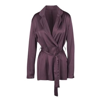 ottod'Ame Blazers, female, Purple, Size: 2XS Satin Wrap Jacket