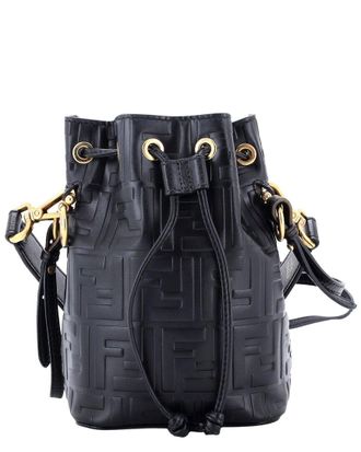 Fendi Fendi Black Zucca Embossed Leather Mon Tresor Bucket Bag Mini (Authentic Pre-Loved)