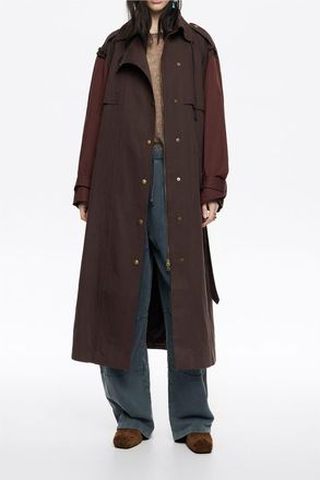 Bimba & Lola Two-tone maxi trench in Burgundy at Nordstrom, Size Medium Eu