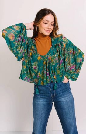 Free People Up For Anything Top In Emerald Combo