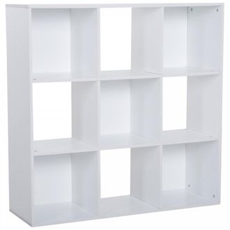 HOMCOM Display Cabinet - 9 Cubes 3-Tier - Particle Board-White - Home Living | TJ Hughes White