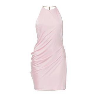 Versace Party Dresses, female, Pink, Size: 2XS Viscose-Jersey Draped Mini Dress