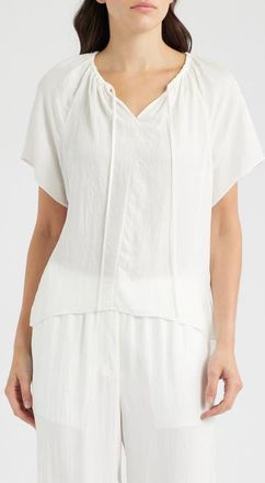 Theory Gathered Tie Neck Top in White at Nordstrom, Size X-Large