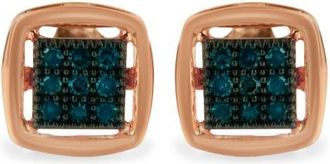 House of Brilliance Rose Plated Silver Rose Diamond Stud Earring in Pink at Nordstrom