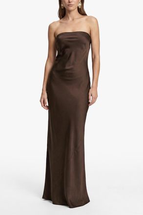 Forte_Forte Forte_forte Satin Off-the-shoulder Dress, Womens, Brown