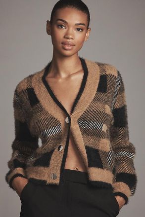 English Factory Checked Cardigan Sweater