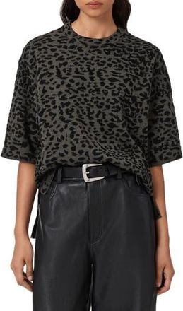 AllSaints Lenny Animal Print Cotton T-Shirt in Khaki Brown at Nordstrom Rack, Size X-Small