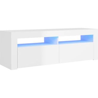vidaXL Vidaxl - Mueble De Tv Con Luces Led Blanco Brillante 120x35x40 Cm