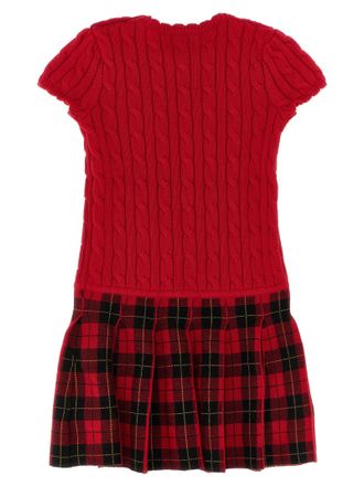 Polo Ralph Lauren Braided Knit and Tartan Dress - Red