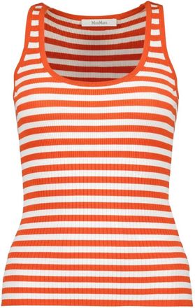 Max Mara Ribgebreide gestreepte tanktop - Dames - Tops zonder mouwen - Rood - S - Tops