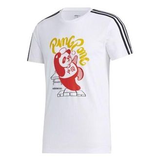 adidas Neo Panda 3-Stripes Graphic T-Shirts White Red GK1551