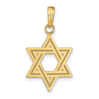 Diamond2Deal 14k Yellow Gold Solid Satin Star of David Charm Pendant
