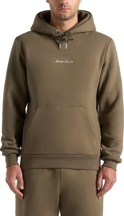 Mani&egrave;re De Voir Signature Regular Fit Hoodie in Olive at Nordstrom, Size Xx-Large