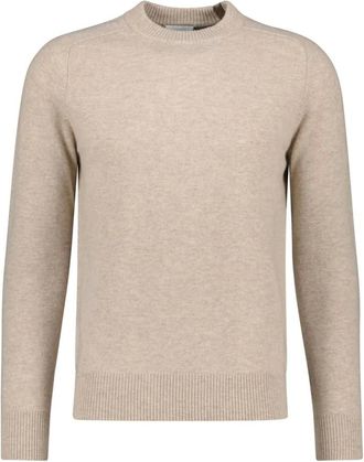 Profuomo Zachte Wol Ronde Hals Trui - Heren - Truien - Beige - Maat: S Wol