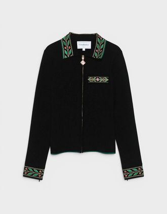 Casablanca Womens Embroidered Laurel Jacket Black - Size: 10/8