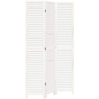 vidaXL Biombo Separador De 3 Paneles Madera Maciza Paulownia Blanco Vidaxl