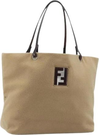 Fendi Pre-owned Tote Bags, female, Beige, Size: ONE SIZE Pre-owned Vintage Cashmere Tote Bag