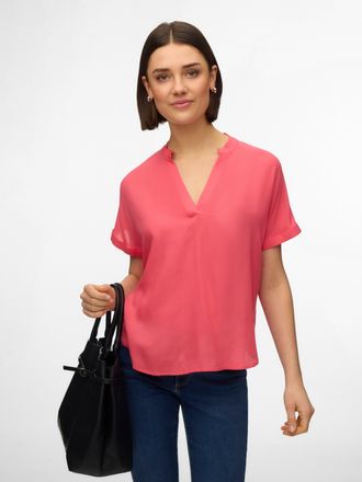 Vero Moda Shirtbluse VERO MODA VMBEAUTY SS TOP GA NOOS, Damen, Gr. XXL, coral paradise, Web, Obermaterial: 100% Viskose, unifarben, normal, V-Ausschnitt, Blusen