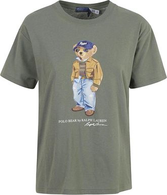 Ralph Lauren Polo Bear Jersey T-Shirt - Dames - T-shirts - Groen - L - Katoen - Tops