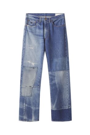 Maison Kitsun&eacute; Patchwork 5-Pocket Cotton Denim Jeans