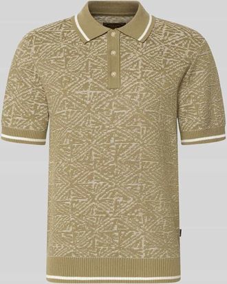 Jack & Jones Regular Fit Poloshirt im Allover-Look in Beige, Gr&ouml;&szlig;e XXL
