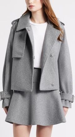 Treasure & Bond Crop Trench Coat in Grey Dark Heather at Nordstrom Rack, Size X-Large