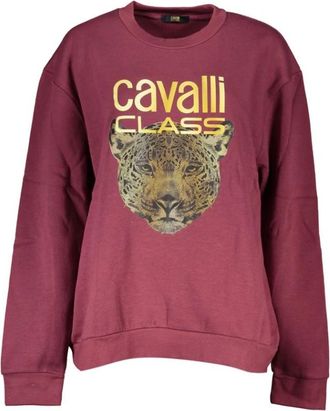 Cavalli Lila Fleece Sweatshirt - Dames - Sweatshirts - Paars - S - Katoen - Hoodies & sweatvesten