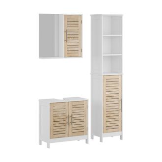 Vicco Juego De Muebles De Ba&ntilde;o De 3 Piezas Looma, Blanco/roble, 3 Partes, Vicco