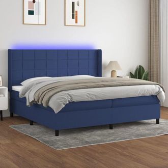 vidaXL Vidaxl - Cama Box Spring Colch&oacute;n Y Luces Led Tela Azul 200x200 Cm