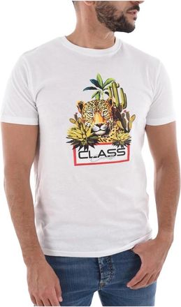 Cavalli TShirt 100% katoen met grote logo-print - Heren - T-shirts - Wit - M - Katoen - Tops