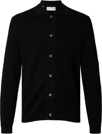 Selected Merino Knoop Cardigan voor Mannen - Heren - Vesten - Zwart - L - Wol - Truien & Vesten
