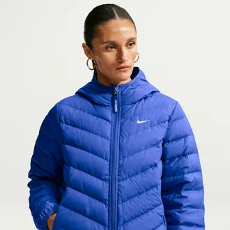 Nike Womens Nike Sportswear Windpuffer Therma-FIT Hooded Down Jacket in Blue | IF5883-417