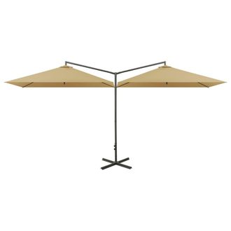 vidaXL Sombrilla Doble De Jard&iacute;n Con Palo De Acero Taupe 600x300 Cm Vidaxl