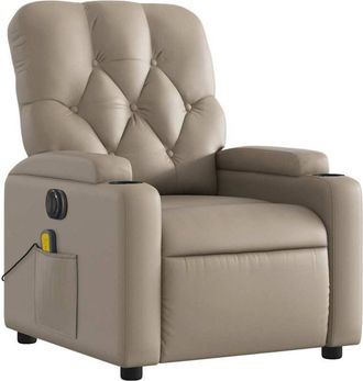 vidaXL Sill&oacute;n Reclinable De Masaje El&eacute;ctrico Cuero Sint&eacute;tico Capuchino Vidaxl