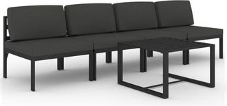 vidaXL Set Muebles De Jard&iacute;n 5 Pzas Y Cojines Aluminio Gris Antracita Vidaxl