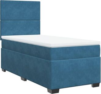 vidaXL Vidaxl - Cama Box Spring Con Colch&oacute;n Terciopelo Azul 90x200 Cm