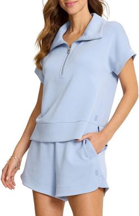 Tommy Bahama Palm Voyage Fleece Half Zip Pullover in Evertide at Nordstrom, Size X-Large