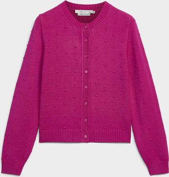 Contemporaine Womens Solid pompom Cardigan Sweater