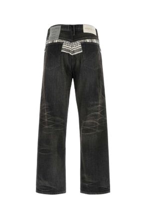 Yohji Yamamoto Mens Black Denim Jeans Exterior: Cotton Pantaloni