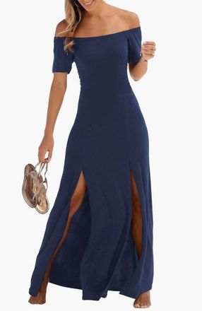 Lascana Womens Off Shoulder Maxi Dress in Navy at Nordstrom, Size 8