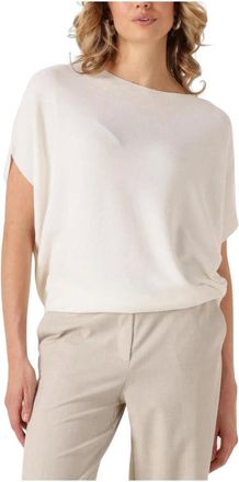 Summum Overhemden, Dames, Wit, M, Oversized Gebreide Top Viscose Mix